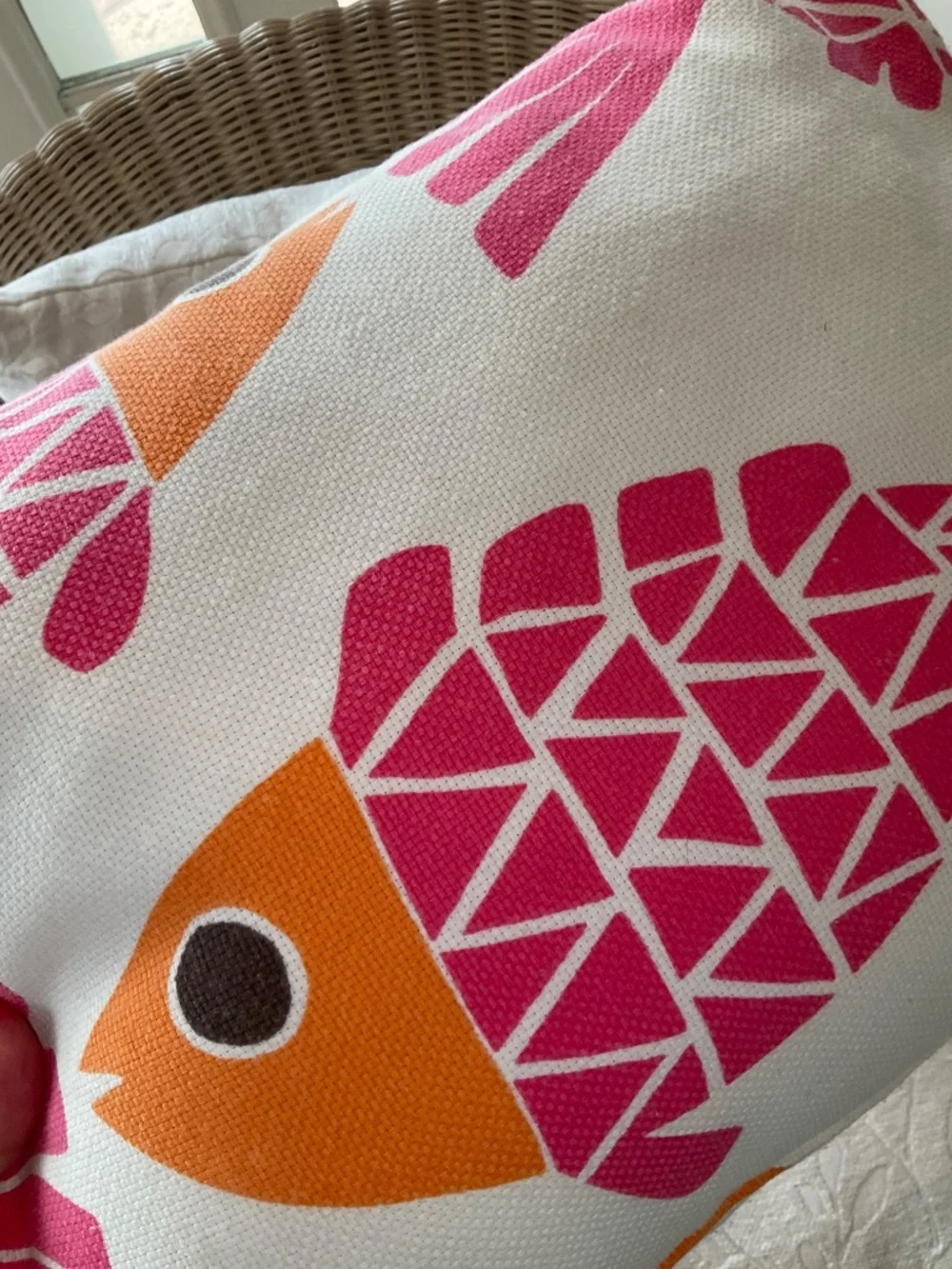 Canvas Fish Throw Pillow